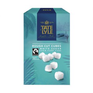 Tate & Lyle Fairtrade White Rough Cut Sugar Cubes 1kg (8 Pack)