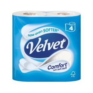 Velvet Comfort Toilet Roll 4 Rolls (6 Pack)